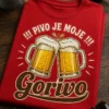 Majica z napisom !!! PIVO JE MOJE !!! in motivom dveh trkajočih pivskih vrčkov