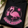 Majica z napisom COOLMINGO in retro flamingom s pijačo