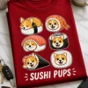 Majica z ilustracijo šestih prikupnih sushi kužkov