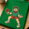 Majica z ilustracijo jeznega igralca namiznega tenisa v retro slogu