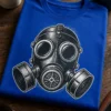 Majica z motivom plinske maske v enobarvnem urbanem slogu