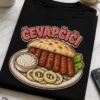 Majica z napisom ČEVAPČIČI in retro ilustracijo krožnika s čevapčiči